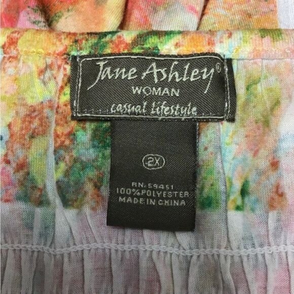Jane Ashley Woman Flutter Sleeve Square Neck Tunic, Multicolor, size 2X - Picture 6 of 8